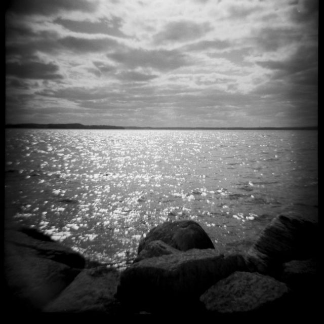Bright cloudy day at Tenney Lock. No filters used, direct light to film with my new #dianafplus #lomography #mediumformat #blackandwhite #filmphotography