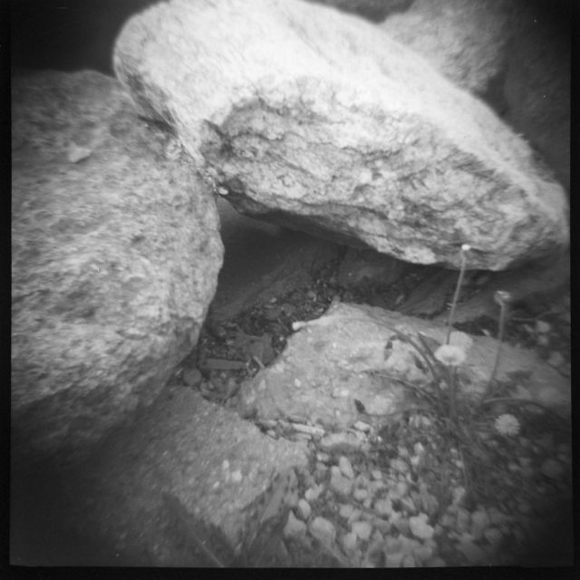 I love how I get vignette and some variable focus around the edges. Makes these rocks a little mysterious. #lomography #dianafplus #blackandwhitephotography #mediumformat